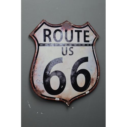 761 - Route 66 US Tin Plate Road Sign (20