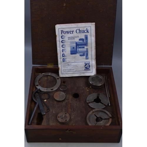 798 - Boxed Vintage Power Chuck Wood Lathe with Four Jaw Chuck in Box, By Record