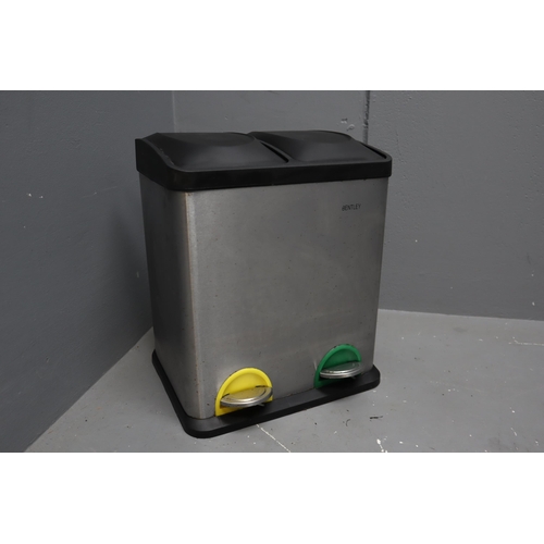 768 - Charles Bentley Stainless Steel 30L Recycle Pedal Bin with 2 Compartments Approx 18