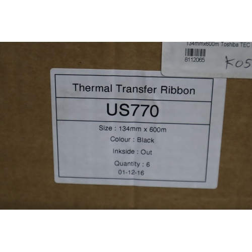 806 - Box of New Thermal Transfer Ribbon (x6) 134mm x 600m. Product Code US770