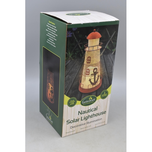 810 - New GardenKraft LED Nautical Solar Lighthouse in Sealed Box