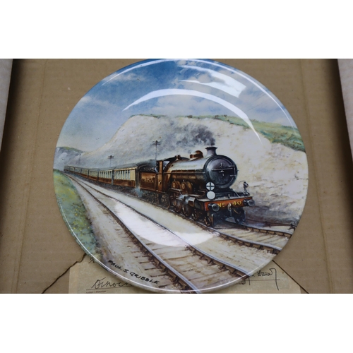 939 - Selection of Eight Train Collectors Plates by Davenport, includes The Golden Arrow, Queen of Scots, ... 