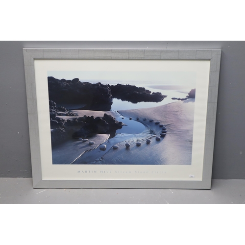 912 - Large Print by Martin Hill entitled Stream Stone Circle, Framed and Glazed (Approx. 34.5