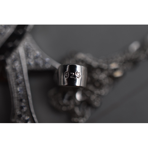 1 - Three Diamanté Silver 925 Pendant Necklaces, includes Cocktail Design, Heart and Guitar Desig... 