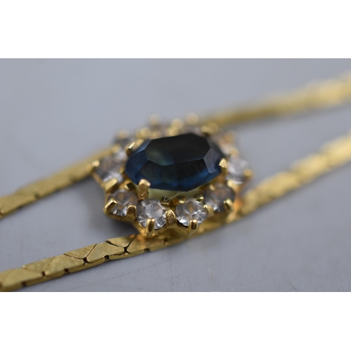 5 - Gold 750 (18ct) Bracelet with Clear and Blue Stoned Center Complete with Presentation Box
