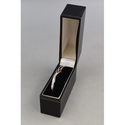 7 - Silver 925 Diamante Bangle with Heart, in Presentation Box