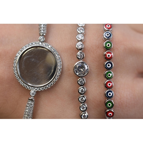 17 - Three Silver 925 Adjustable Bracelets, various Designs