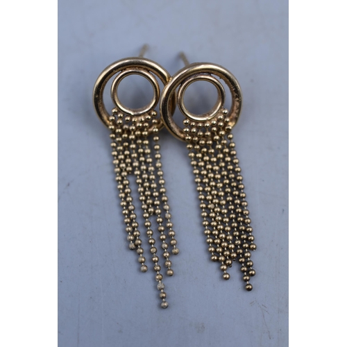 22 - Pair of Gold 375 Hoop and Chain Earrings