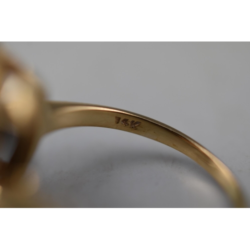 23 - A 14ct Gold Smokey Quartz Stoned Ring, Size P/Q (6.95 Grams)