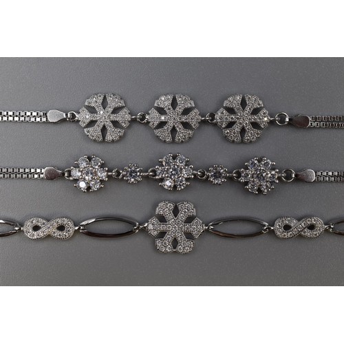 34 - Three Silver 925 Diamante Bracelets
