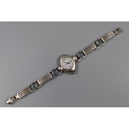 35 - ISIS Ladies Watch with Mother of Pearl Face and a Silver 925 Strap inlaid with Turquoise Stones Comp... 