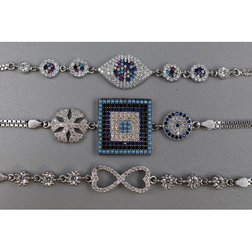 43 - Three Silver 925 Diamanté Bracelets, various Designs