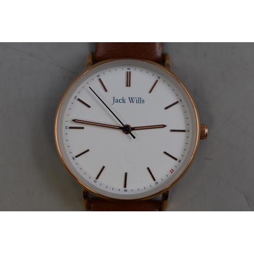 64 - A Jack Wills Designer Quartz Watch With Leather Strap, Working