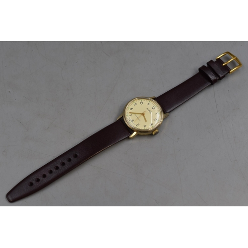 68 - A Ruhla Antimagnetic Gents Mechanical Watch, With Leather Strap. Working