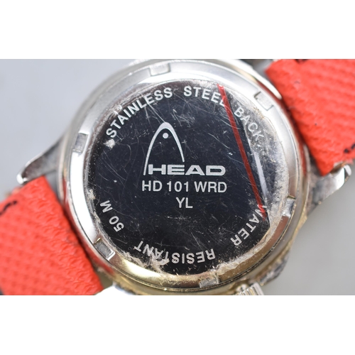 72 - A Head 50m Water Resistant Quartz Watch, Working