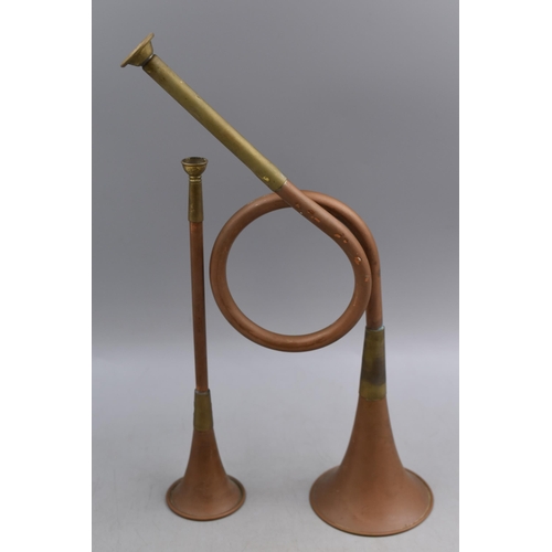 307 - Two Vintage Copper and Brass Hunting Horns