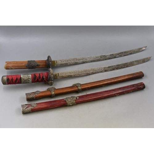 313 - Two Replica Oriental Swords, Both Approx 28