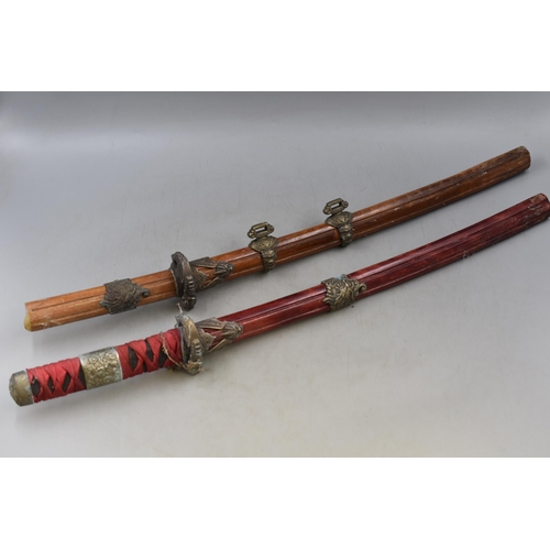 313 - Two Replica Oriental Swords, Both Approx 28