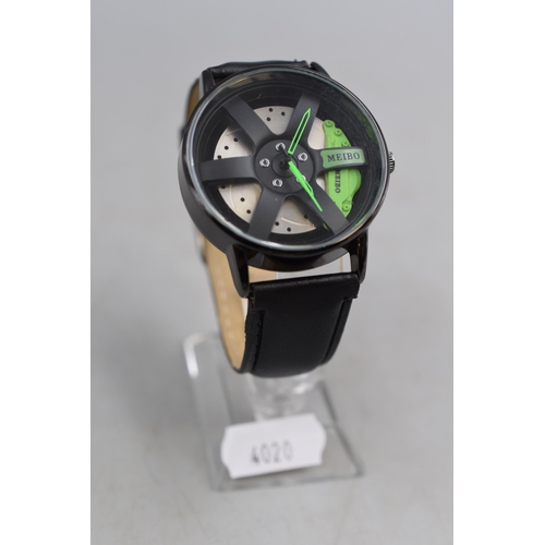 80 - New Brake Disc Style Quartz Watch with Stand (Working)