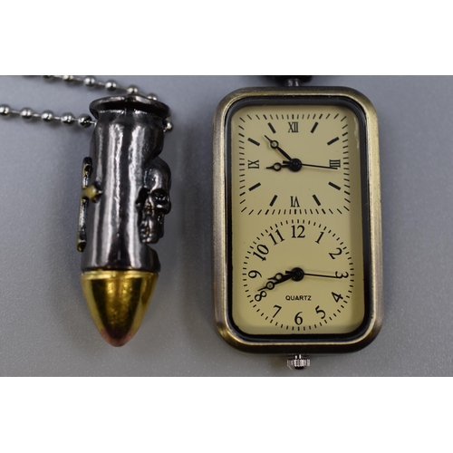 84 - Two items to include Military Style Double Face Pendant Watch Necklace and a Bullet Pendant Necklace... 