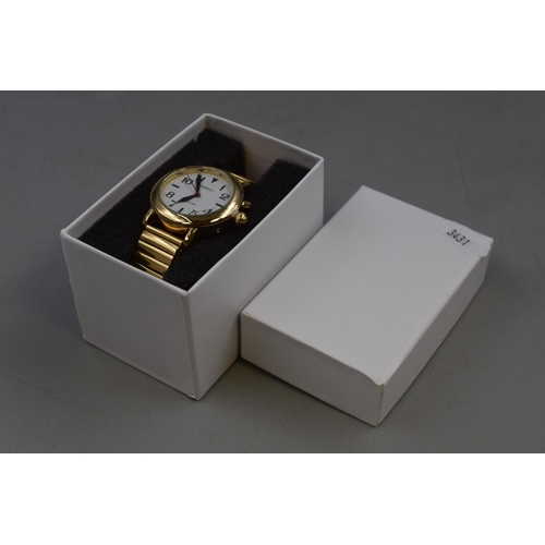 92 - SHMIOU, speaking watch for visually impaired people, in gold Stainless steel with expanding stainles... 