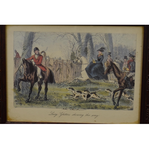 324 - Set of Four Vintage Framed and Glazed John Leech Prints depicting Hunting Scenes 9