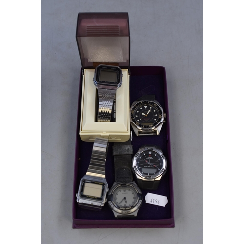 99 - A Selection of Five Casio Watches. Includes TC-600 Calculator, Telememo 50, Wave Ceptor and More. Al... 