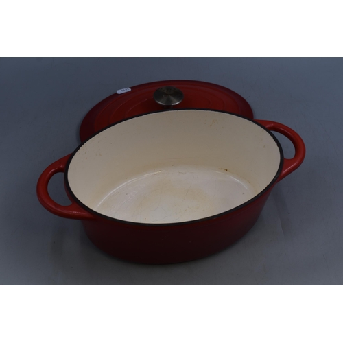 329 - Christmassy Red Cast Iron Casserole Dish