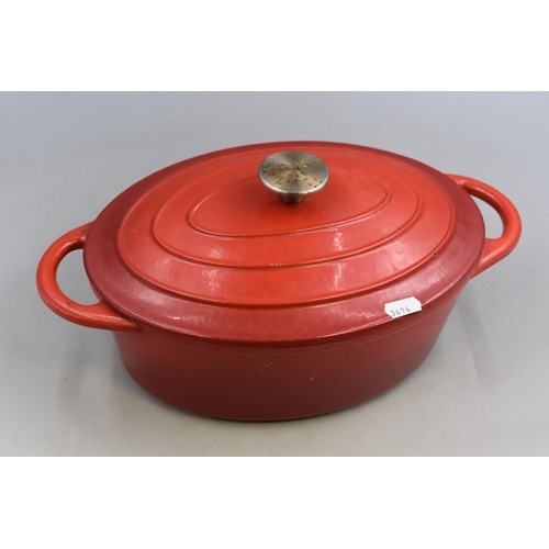 329 - Christmassy Red Cast Iron Casserole Dish