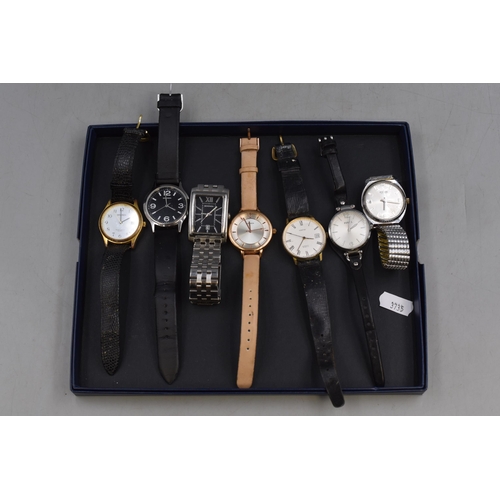 100 - Seven Collectable Quartz Watches. Includes Sekonda, Montine, Fossil, And Other. In Working Order