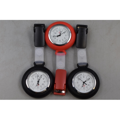 106 - New in Case - Three Nursing Watches - Two Black, One Red