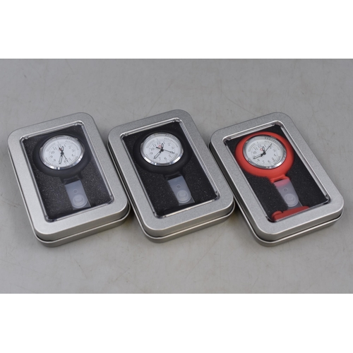 106 - New in Case - Three Nursing Watches - Two Black, One Red