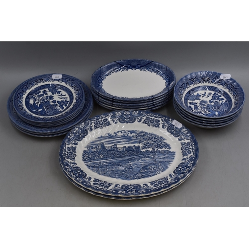 343 - Mixed Selection of Blue & White Pottery to include Royal Wessex, Ironstone and Churchill. 20 Pie... 