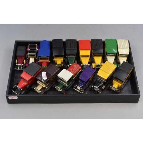 114 - Tray of Di-Cast vehicles to include Matchbox and Lledo and others with logo's of Cadbury's, BP, Mobi... 