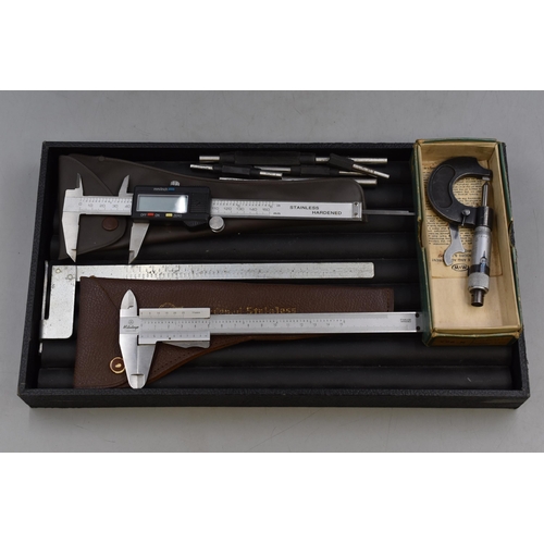 122 - Selection of Vintage Measuring Tools, includes Boxed Moore & Wright Micrometer