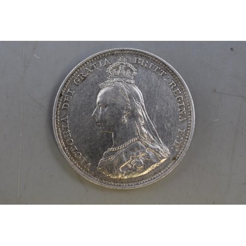 124 - 1887 Queen Victoria Shilling