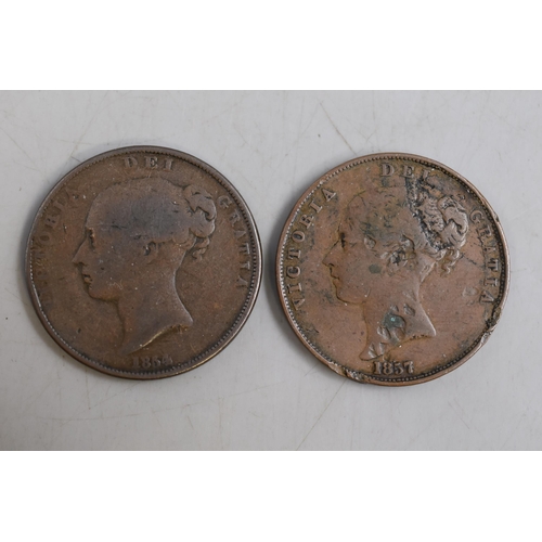 130 - Two Young Head Victoria Pennies, 1854 & 1857