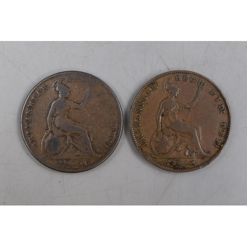 130 - Two Young Head Victoria Pennies, 1854 & 1857