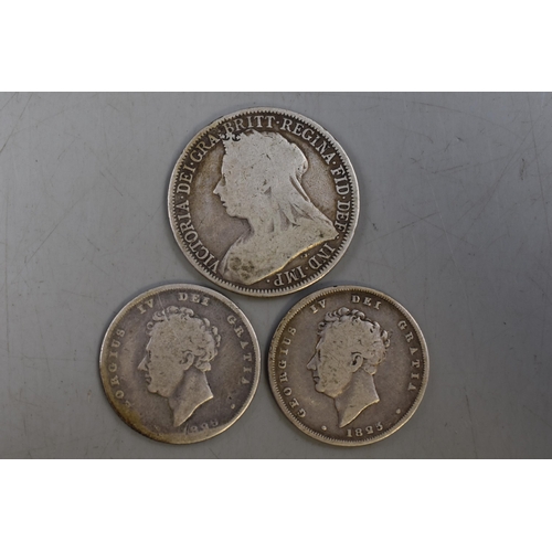 133 - Selection of Silver Coinage to include 1823 & 1825 George IV Shillings and a 1893 Victoria Flori... 