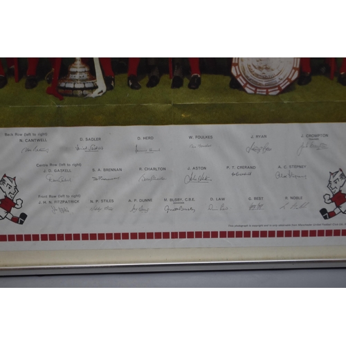 360 - Framed and Glazed Early Souvenir Shop Promotional Poster Showing Manchester United Fc Leauge Divisio... 