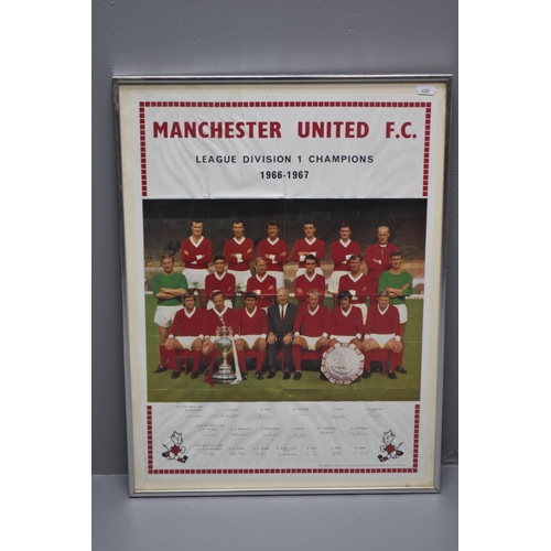 360 - Framed and Glazed Early Souvenir Shop Promotional Poster Showing Manchester United Fc Leauge Divisio... 