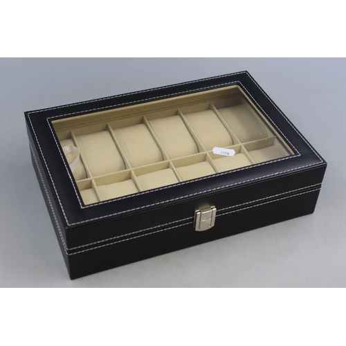 440 - A Faux Leather Twelve Watch Display Case