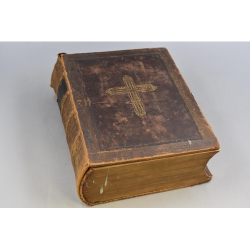 443 - An Antique Leather Bound Victorian Bible, Published By A. Pullarton & Co in 1849. Age Related Da... 