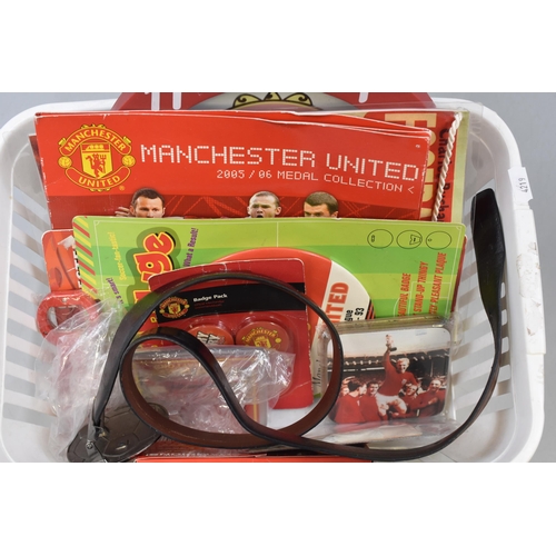 446 - Mixed Lot of Manchester United Promotional Items to include Belt, Clock, Medal Collection, Badges, C... 