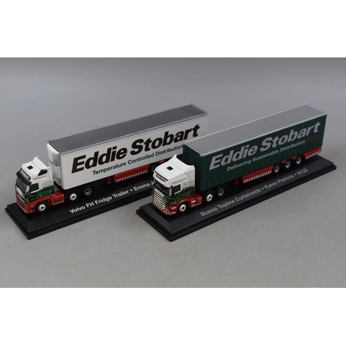 176 - Three Die-Cast 'Eddie Stobart' Collectors Models, Two Atlas Editions, Volvo FH Trailer, Named Emma J... 