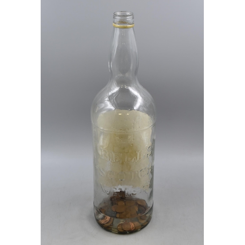 227 - Large 4.5 Litres Bell's Old Scotch Whiskey Bottle with Various Selection of Coins Inside