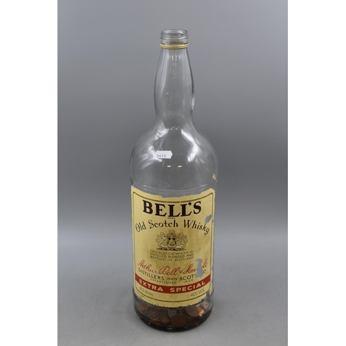 227 - Large 4.5 Litres Bell's Old Scotch Whiskey Bottle with Various Selection of Coins Inside