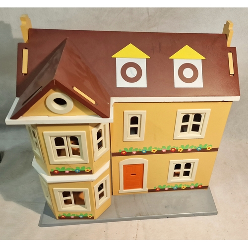 496 - Vintage Wooden Dolls House With Furniture , Beds and Dolls.