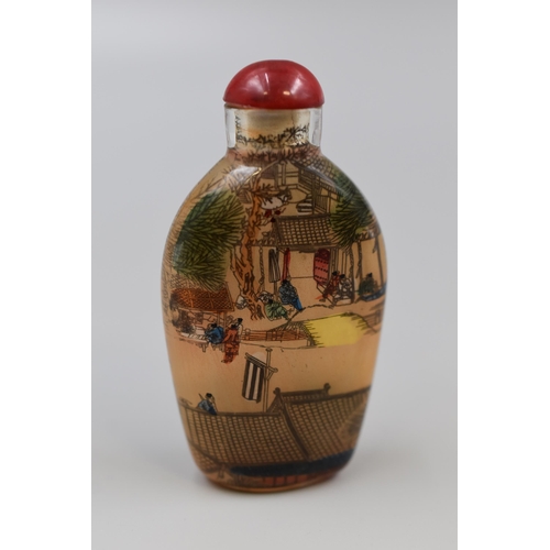 246 - Chinese Glass Hand Painted Perfume Bottle with Stopper.