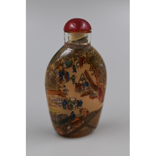 246 - Chinese Glass Hand Painted Perfume Bottle with Stopper.